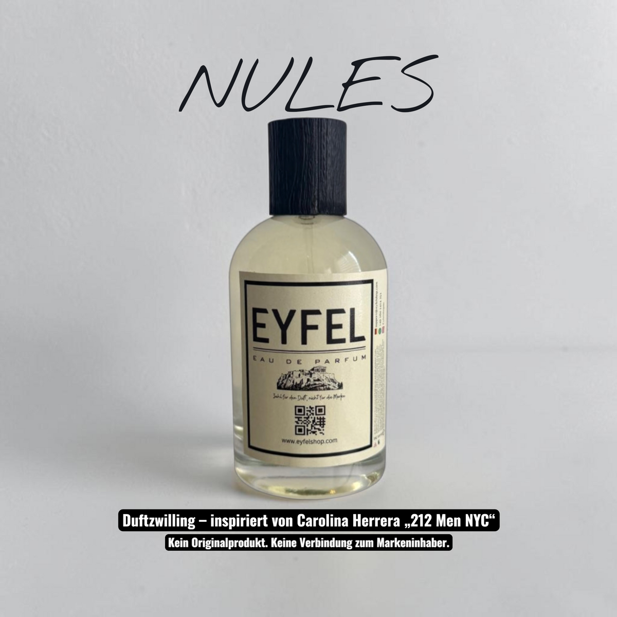 eyfel Nules Eau de Parfum Flakon mit 22 Prozent Duftölanteil und pikanten Noten von Sandelholz und Ingwer