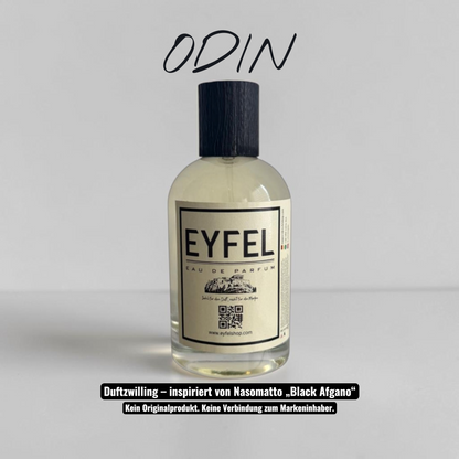 Eyfel Odin Eau de Parfum in einer eleganten weißen und gelben Verpackung mit 100 ml Flakon